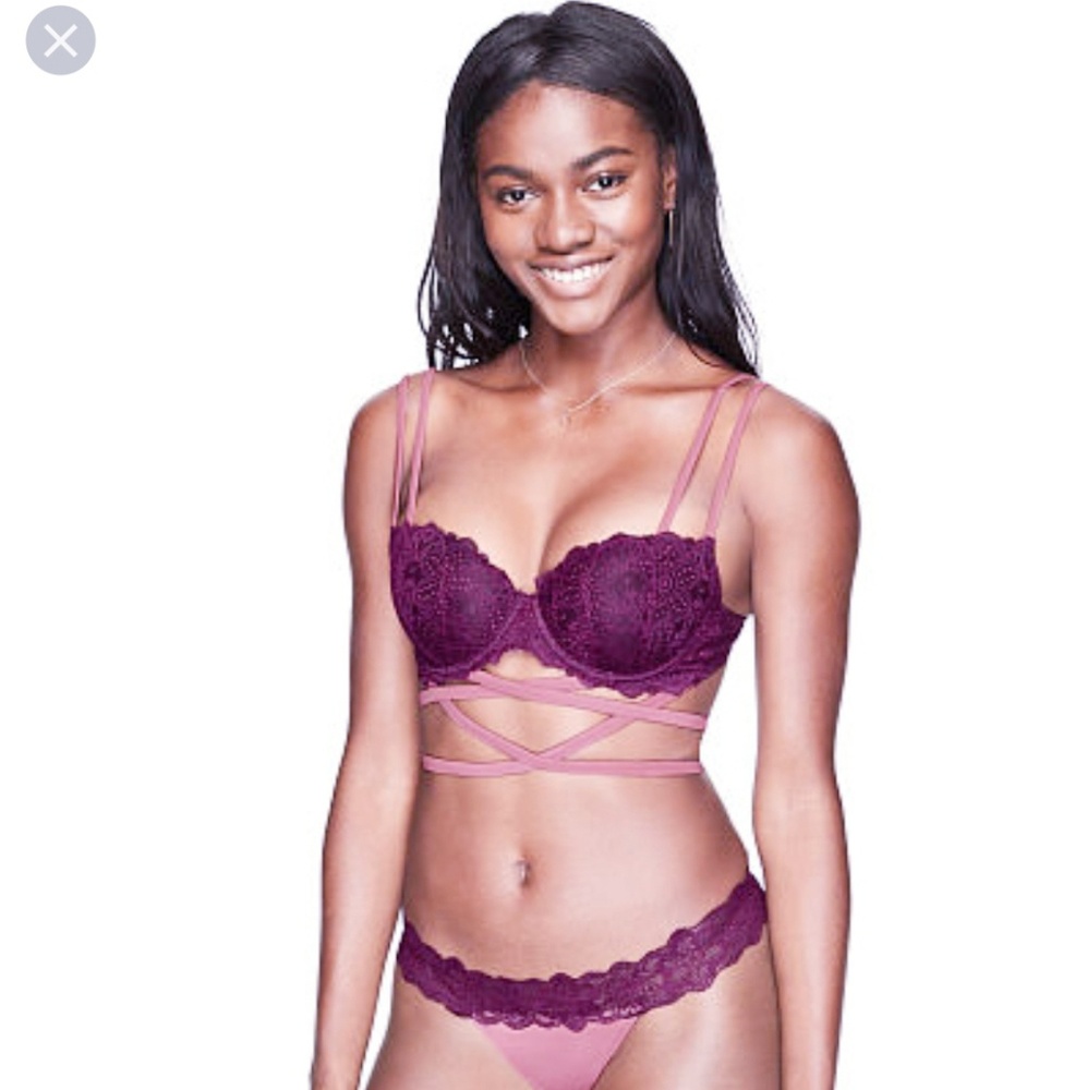 NWTDate Wrap Push Up Pink & Burgundy Bra. Size:36B Best Offer
